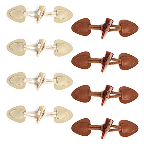 Zasiene Knebelknöpfe mit Verschluss 8 Paare Leder Knebelknopf Eleganter Stil Knebelknöpfe Holz Knöpfe für Jacken Mantel für DIY Handwerk Kleidung Nähen Dekoration Zubehör(Beige und Braun) von Zasiene