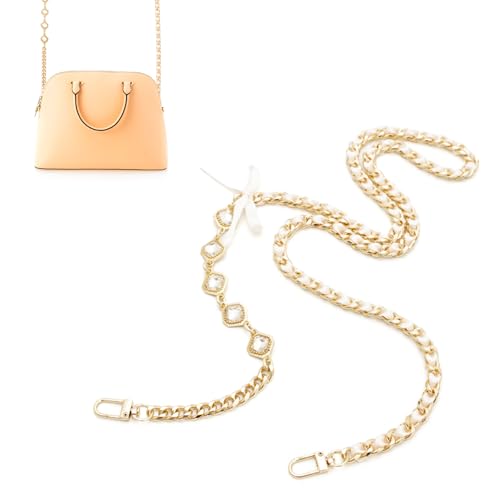 Zasjon Taschenkette Gold, 120cm Kette Trageriemen Flacher Kettenriemen, Schulterriemen für Taschen, Metalltaschenriemen Schultergurt für Taschen DIY für Handtaschenketten, Umhängetasche Handtasche von Zasjon