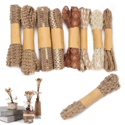 Zasvec Juteband mit Spitze 9 Stück Geschenkband mit Hanfseil Vintage Spitzenband Jute-Band-Rolle Vintage Dekoband Geschenkbänder Jute Bänder und Spitze für Hochzeit Party DIY Handwerk Basteln Zasvec Juteband mit Spitze 9 Stück Geschenkband mit Hanfseil Vintage Spitzenband Jute-Band-Rolle Vintage Dekoband Geschenkbänder Jute Bänder und Spitze für Hochzeit Party DIY Handwerk Basteln von Zasvec