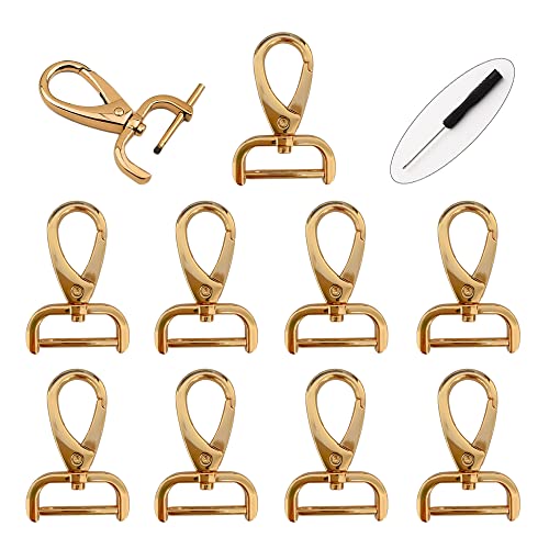 Zasvec Karabinerhaken mit Drehgelenk 10 Stück Karabiner Klein Schlüsselanhänger Karabiner mit D Ring Karabinerverschlüsse mit 1 Schraubendrehern für Tasche(Gold, 25mm Innenbreite) von Zasvec