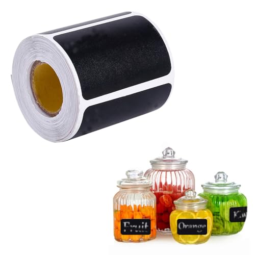 Zasvec Klebeetiketten zum Beschriften Schwarz 300 Stücke Wasserfeste Etiketten Selbstklebende Schwarz Rechteckige Etiketten Ablösbar Aufkleber Zum Beschriften für Küchen Büro DIY, 55 * 58mm von Zasvec