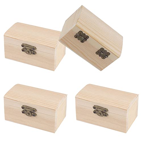 Zasvec Kleine Holz-Schatzkisten 4 Stück Mini-Schatztruhen mit Antikbeschlag Unbehandelte Holzkiste Schatzkiste Kästchen zur Aufbewahrung 9 x 5,5 x 4,5 cm für Bemalen und Dekorieren Zasvec Kleine Holz-Schatzkisten 4 Stück Mini-Schatztruhen mit Antikbeschlag Unbehandelte Holzkiste Schatzkiste Kästchen zur Aufbewahrung 9 x 5,5 x 4,5 cm für Bemalen und Dekorieren von Zasvec