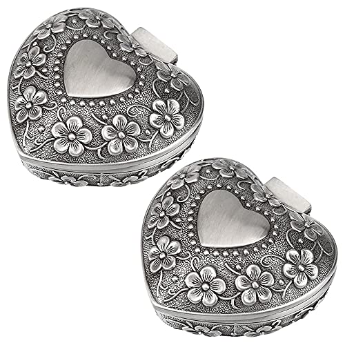 Zasvec Schmuckdose 2 Stück Klein Schmuckkästchen Schmuckschatulle Schmuckaufbewahrung Schmuckbox Schmuckkästen Ringschachtel in Herzform Ring Box Geschenk Kasten Organizer von Zasvec