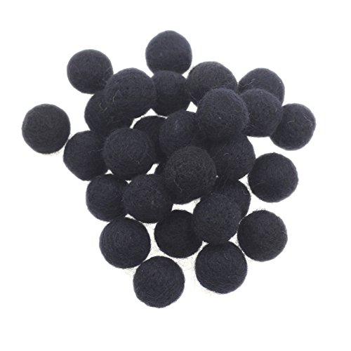 Zasy 20 mm wolle Fühlte Bälle Party Zuhause Dekoration Perlen Handgefertigt 30 Stück (Black) von Zasy