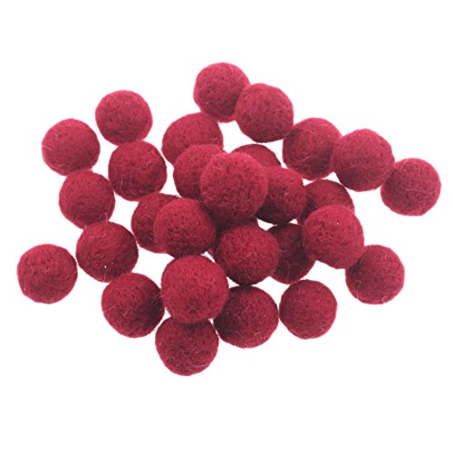 Zasy 20 mm wolle Fühlte Bälle Party Zuhause Dekoration Perlen Handgefertigt 30 Stück (Dark Red) von Zasy