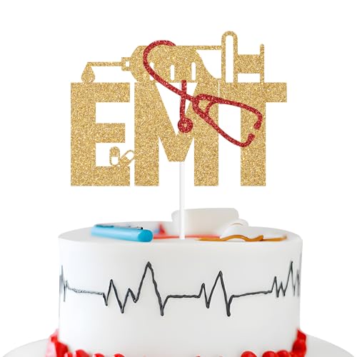 Glitzernder Congrats EMT Tortenaufsatz, Überlebender der Pflegeschule, Schulabschluss, Party-Dekorationen, goldener Glitzer Glitzernder Congrats EMT Tortenaufsatz, Überlebender der Pflegeschule, Schulabschluss, Party-Dekorationen, goldener Glitzer von Zatain