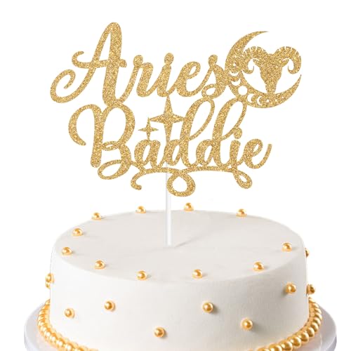 Widder-Baddie-Kuchendekoration, großer Widderenergie-Kuchendekoration, "It's Aries Birthday", 12 Sternzeichen-Themen-Geburtstagsparty-Dekorationen, goldener Glitzer Widder-Baddie-Kuchendekoration, großer Widderenergie-Kuchendekoration, "It's Aries Birthday", 12 Sternzeichen-Themen-Geburtstagsparty-Dekorationen, goldener Glitzer von Zatain