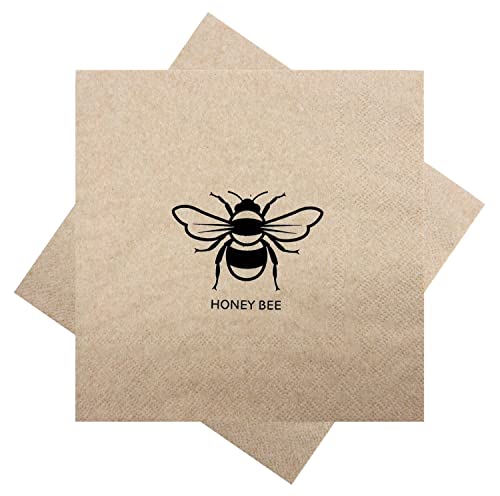 Servietten Recycled Biene Honigbiene Natur Tischdeko 33 x 33 cm 20er Pack von ZauberDeko