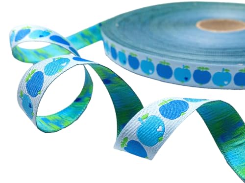 Webband Äpfel - 1,80 EUR/m - hellblau/blau - by Graziela - Apfelwebband - Meterware Webband Äpfel - 1,80 EUR/m - hellblau/blau - by Graziela - Apfelwebband - Meterware von ZauberDrum