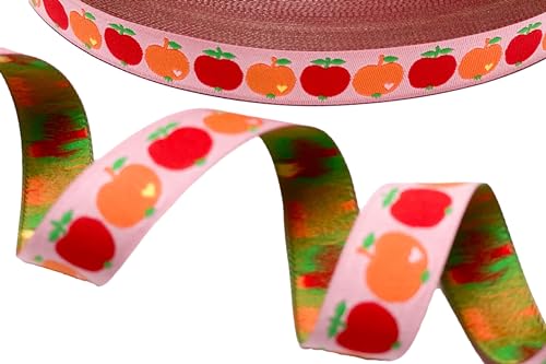 Webband Äpfel - 1,80 EUR/m - orange/rot - by Graziela - Apfelwebband - Meterware von ZauberDrum