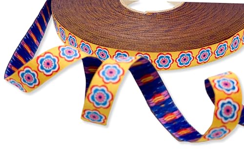 Webband Anemona Bloom gelb - 1m - 1,50 EUR/Meter - Meterware - Retro Blume - Lila-Lotta Design Webband Anemona Bloom gelb - 1m - 1,50 EUR/Meter - Meterware - Retro Blume - Lila-Lotta Design von ZauberDrum