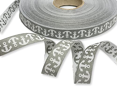 Webband Anker - 1,80 EUR/m - grau - maritim - Meterware Webband Anker - 1,80 EUR/m - grau - maritim - Meterware von ZauberDrum