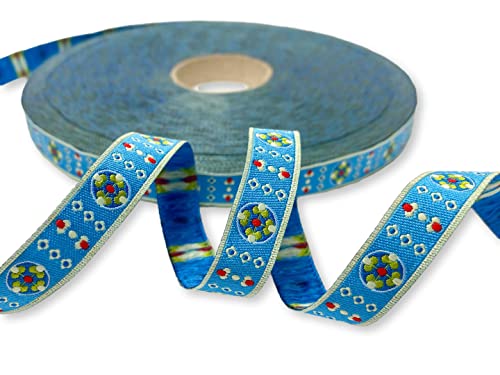 Webband Blumkees - 1,50 EUR/m - himmelblau - Blumen - Meterware von ZauberDrum