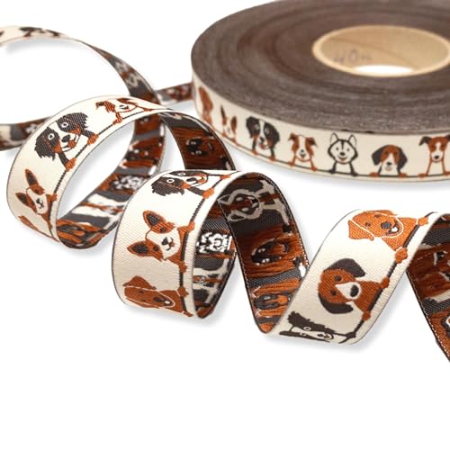 Webband Hunde in beige - 2,00 EUR/m - Eigenproduktion - 17 mm - Meterware Webband Hunde in beige - 2,00 EUR/m - Eigenproduktion - 17 mm - Meterware von ZauberDrum