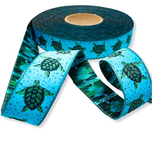 Webband Schildkröte in türkis - 3,00 EUR/m - 1m - Eigenproduktion - 25 mm - extra breites Webband Webband Schildkröte in türkis - 3,00 EUR/m - 1m - Eigenproduktion - 25 mm - extra breites Webband von ZauberDrum