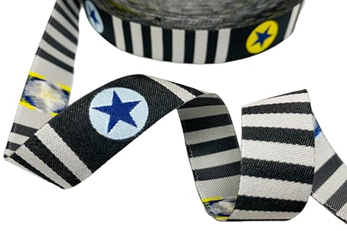Webband Stars and Stripes - 1,90 EUR/m - grau/schwarz - Blaubeerstern - Meterware Webband Stars and Stripes - 1,90 EUR/m - grau/schwarz - Blaubeerstern - Meterware von ZauberDrum