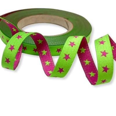 Webband Sternchen - 1,50 EUR/m - neongrün - pink - Meterware Webband Sternchen - 1,50 EUR/m - neongrün - pink - Meterware von ZauberDrum