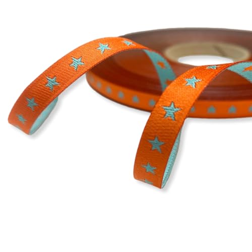 Webband Sternchen - 1,50 EUR/m - orange und türkis - Meterware Webband Sternchen - 1,50 EUR/m - orange und türkis - Meterware von ZauberDrum