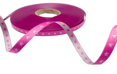 Webband Sternchen - 1,50 EUR/m - pink - grau - Meterware von ZauberDrum