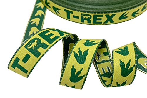 Webband T-Rex - 2,00 EUR/m - Dinosaurier Abdrücke in grün Eigenproduktion - 17 mm von ZauberDrum