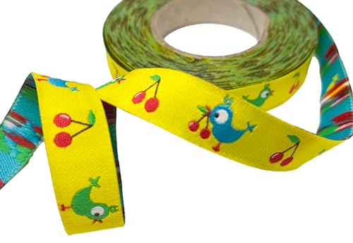 Webband Vögel und Kirschen gelb - 1,50 EUR/m - Birdie - paulapü - Meterware Webband Vögel und Kirschen gelb - 1,50 EUR/m - Birdie - paulapü - Meterware von ZauberDrum