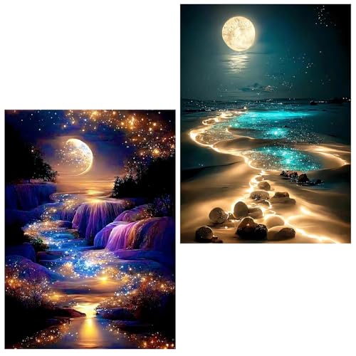 Zaxiva Landschaft 5D Diamond Painting Set für Erwachsene Anfänger, Mondschein Fluss DIY Diamond Painting Bilder Sets, Runde Vollbohrer Diamant Punkte Bilder für Wohnzimmer nach Hause Wanddekor 30x40cm Zaxiva Landschaft 5D Diamond Painting Set für Erwachsene Anfänger, Mondschein Fluss DIY Diamond Painting Bilder Sets, Runde Vollbohrer Diamant Punkte Bilder für Wohnzimmer nach Hause Wanddekor 30x40cm von Zaxiva