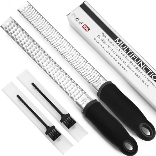 Zaxiva Zester Reibe 2er Set, Edelstahl Käsereibe, Parmesanreibe, Zitronenreibe, Muskatnuss Reibe, Küchenreibe mit Schutzabdeckung, rutschfestem Silikongriff, spülmaschinenfest, vielseitig einsetzbar Zaxiva Zester Reibe 2er Set, Edelstahl Käsereibe, Parmesanreibe, Zitronenreibe, Muskatnuss Reibe, Küchenreibe mit Schutzabdeckung, rutschfestem Silikongriff, spülmaschinenfest, vielseitig einsetzbar von Zaxiva