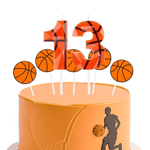 Geburtstagskerzen Basketball 3D entworfen Nummer 13 Kerzen mit 5 Stück Basketball Cardstock Kuchen Topper Dekorationen alles Gute zum Geburtstag Kerze für Mädchen Junge Jahrestag Party Supplies Geburtstagskerzen Basketball 3D entworfen Nummer 13 Kerzen mit 5 Stück Basketball Cardstock Kuchen Topper Dekorationen alles Gute zum Geburtstag Kerze für Mädchen Junge Jahrestag Party Supplies von Zayin