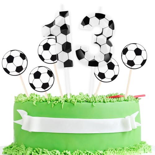 Geburtstagskerzen Fußball 3D entworfen Nummer 13 Kerzen mit 5 Stück Fußball Cardstock Kuchen Topper Dekorationen alles Gute zum Geburtstag Kerze für Mädchen Junge Jahrestag Party Supplies Geburtstagskerzen Fußball 3D entworfen Nummer 13 Kerzen mit 5 Stück Fußball Cardstock Kuchen Topper Dekorationen alles Gute zum Geburtstag Kerze für Mädchen Junge Jahrestag Party Supplies von Zayin