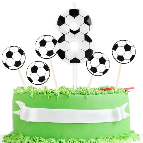 Geburtstagskerzen Fußball 3D entworfen Nummer 8 Kerzen mit 5 Stück Fußball Cardstock Kuchen Topper Dekorationen alles Gute zum Geburtstag Kerze für Mädchen Junge Jahrestag Party Supplies Geburtstagskerzen Fußball 3D entworfen Nummer 8 Kerzen mit 5 Stück Fußball Cardstock Kuchen Topper Dekorationen alles Gute zum Geburtstag Kerze für Mädchen Junge Jahrestag Party Supplies von Zayin
