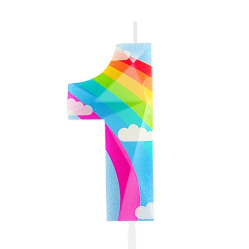 Geburtstagskerzen Nummer 1 Regenbogen 3D entworfen Kerzen Kuchen Dekorationen Happy Birthday Kerze für Mädchen Junge Frauen Jahrestag Feiern Party Supplies von Zayin