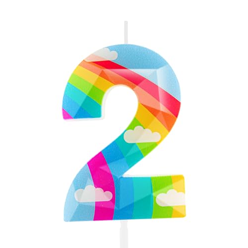 Geburtstagskerzen Nummer 2 Regenbogen 3D entworfen Kerzen Kuchen Dekorationen Happy Birthday Kerze für Mädchen Junge Frauen Jahrestag Feiern Party Supplies von Zayin
