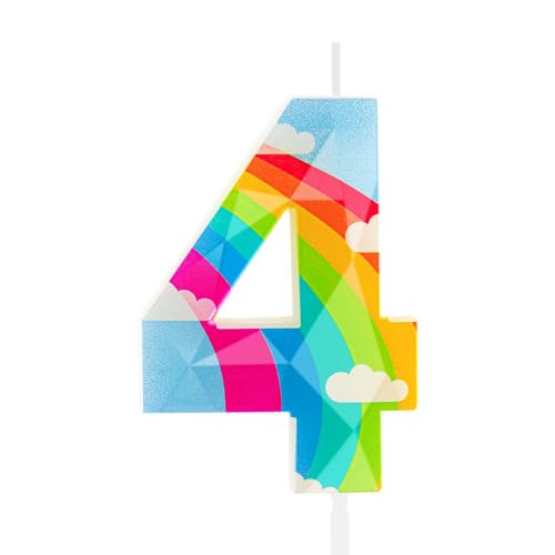 Geburtstagskerzen Nummer 4 Regenbogen 3D entworfen Kerzen Kuchen Dekorationen Happy Birthday Kerze für Mädchen Junge Frauen Jahrestag Feiern Party Supplies von Zayin