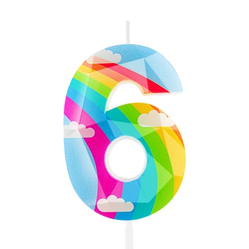 Geburtstagskerzen Nummer 6 Regenbogen 3D entworfen Kerzen Kuchen Dekorationen Happy Birthday Kerze für Mädchen Junge Frauen Jahrestag Feiern Party Supplies von Zayin
