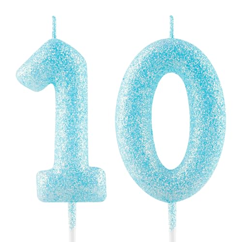 Geburtstagskerzen Zahlen 10, glitzernde Zahlenkerze zum 10, Leuchtende Blau Kerzen, Kerzen für Kuchen, Toppers für Frauen Mädchen Geburtstags Jubiläum, Geburtstagsdekorationen, Partyzubehör Geburtstagskerzen Zahlen 10, glitzernde Zahlenkerze zum 10, Leuchtende Blau Kerzen, Kerzen für Kuchen, Toppers für Frauen Mädchen Geburtstags Jubiläum, Geburtstagsdekorationen, Partyzubehör von Zayin
