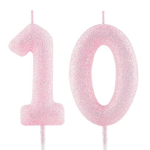 Geburtstagskerzen Zahlen 10, glitzernde Zahlenkerze zum 10, Leuchtende Rosa Kerzen, Kerzen für Kuchen, Toppers für Frauen Mädchen Geburtstags Jubiläum, Geburtstagsdekorationen, Partyzubehör Geburtstagskerzen Zahlen 10, glitzernde Zahlenkerze zum 10, Leuchtende Rosa Kerzen, Kerzen für Kuchen, Toppers für Frauen Mädchen Geburtstags Jubiläum, Geburtstagsdekorationen, Partyzubehör von Zayin