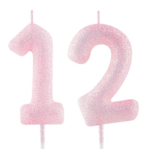 Geburtstagskerzen Zahlen 12, glitzernde Zahlenkerze zum 12, Leuchtende Rosa Kerzen, Kerzen für Kuchen, Toppers für Frauen Mädchen Geburtstags Jubiläum, Geburtstagsdekorationen, Partyzubehör Geburtstagskerzen Zahlen 12, glitzernde Zahlenkerze zum 12, Leuchtende Rosa Kerzen, Kerzen für Kuchen, Toppers für Frauen Mädchen Geburtstags Jubiläum, Geburtstagsdekorationen, Partyzubehör von Zayin