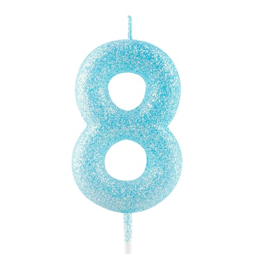 Geburtstagskerzen Zahlen 8, glitzernde Zahlenkerze zum 8, Leuchtende Blau Kerzen, Kerzen für Kuchen, Toppers für Frauen Mädchen Geburtstags Jubiläum, Geburtstagsdekorationen, Partyzubehör Geburtstagskerzen Zahlen 8, glitzernde Zahlenkerze zum 8, Leuchtende Blau Kerzen, Kerzen für Kuchen, Toppers für Frauen Mädchen Geburtstags Jubiläum, Geburtstagsdekorationen, Partyzubehör von Zayin