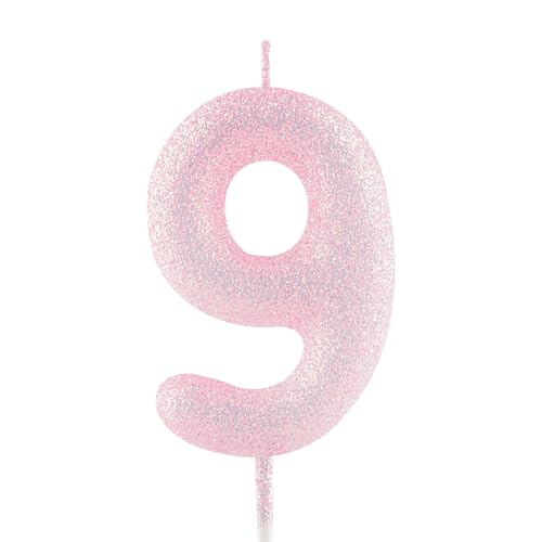 Geburtstagskerzen Zahlen 9, glitzernde Zahlenkerze zum 9, Leuchtende Rosa Kerzen, Kerzen für Kuchen, Toppers für Frauen Mädchen Geburtstags Jubiläum, Geburtstagsdekorationen, Partyzubehör Geburtstagskerzen Zahlen 9, glitzernde Zahlenkerze zum 9, Leuchtende Rosa Kerzen, Kerzen für Kuchen, Toppers für Frauen Mädchen Geburtstags Jubiläum, Geburtstagsdekorationen, Partyzubehör von Zayin