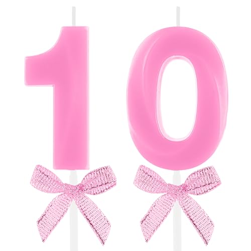 Kerze zum 10. Geburtstag, niedliche rosa Schleife, Zahl 10, Kerzen, 3D-Design, Kuchendekoration, Happy Birthday-Kerze für Kinder, Jungen, Mädchen, Jahrestag, Feiern, Partyzubehör Kerze zum 10. Geburtstag, niedliche rosa Schleife, Zahl 10, Kerzen, 3D-Design, Kuchendekoration, Happy Birthday-Kerze für Kinder, Jungen, Mädchen, Jahrestag, Feiern, Partyzubehör von Zayin