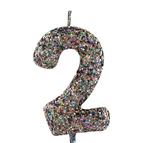 Kerze zum 2. Geburtstag, hübsch, mehrfarbig, glitzernd, Zahl 2, Tortenaufsatz, Dekoration, Happy Birthday, Kerze für Mädchen, Jungen, Frauen, Jahrestag, Feiern, Partyzubehör Kerze zum 2. Geburtstag, hübsch, mehrfarbig, glitzernd, Zahl 2, Tortenaufsatz, Dekoration, Happy Birthday, Kerze für Mädchen, Jungen, Frauen, Jahrestag, Feiern, Partyzubehör von Zayin