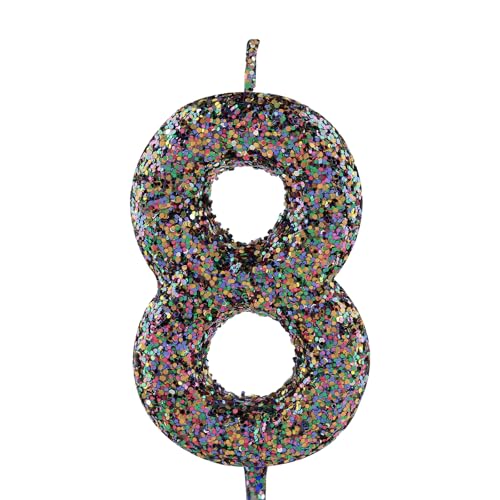Kerze zum 8. Geburtstag, hübsch, mehrfarbig, glitzernd, Zahl 8, Kuchendekoration, Happy Birthday, Kerze für Mädchen, Jungen, Frauen, Jahrestag, Feiern, Partyzubehör Kerze zum 8. Geburtstag, hübsch, mehrfarbig, glitzernd, Zahl 8, Kuchendekoration, Happy Birthday, Kerze für Mädchen, Jungen, Frauen, Jahrestag, Feiern, Partyzubehör von Zayin