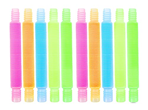 Zayin Mini-Pop-Röhrchen, sensorisches Spielzeug, leuchtendes Pop-Röhrchen, buntes Stretch-Pfeife, pädagogisches Kinderspielzeug, interessantes elastisches sensorisches - (Fluoreszenz Röhrchen*10) von Zayin