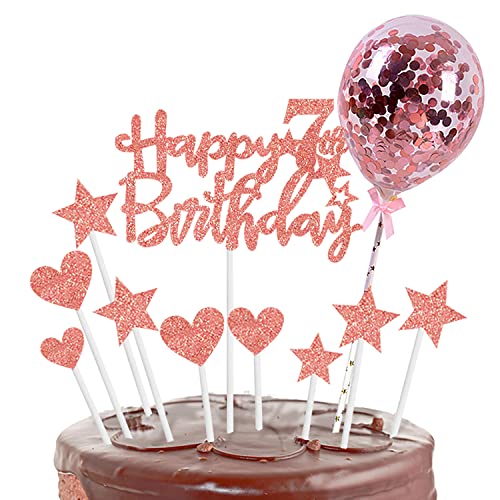Zayin personalisierte alles Gute zum 7th Geburtstag Kuchen Topper Set, alles Gute zum Geburtstag Zeichen für Kuchen, 11p Glitter Ballon Sterne Herz Cupcake Topper 7th Birthday Cake Party Dekoration Zayin personalisierte alles Gute zum 7th Geburtstag Kuchen Topper Set, alles Gute zum Geburtstag Zeichen für Kuchen, 11p Glitter Ballon Sterne Herz Cupcake Topper 7th Birthday Cake Party Dekoration von Zayin