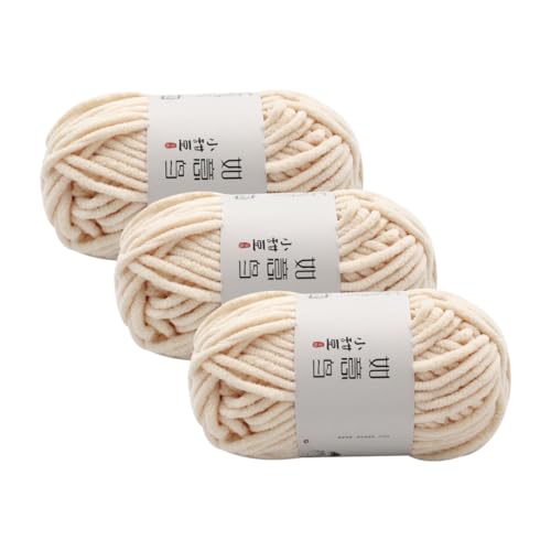 Chunky Chenille Garn,Wolle zum Stricken und Häkeln,Dicke Häkelgarn,Weich Flauschig Häkelwolle,Handstrickgarn für Hüte,Schals,Socken,Taschen,Decken,Zierkissen(55g – 55m) (Beige) von Zayookey