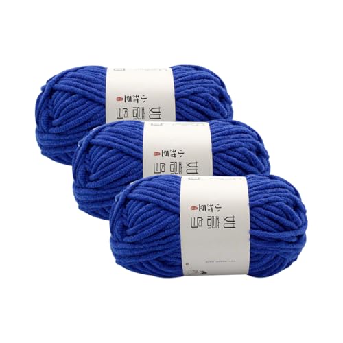 Chunky Chenille Garn,Wolle zum Stricken und Häkeln,Dicke Häkelgarn,Weich Flauschig Häkelwolle,Handstrickgarn für Hüte,Schals,Socken,Taschen,Decken,Zierkissen(55g – 55m) (Dunkelblau) von Zayookey