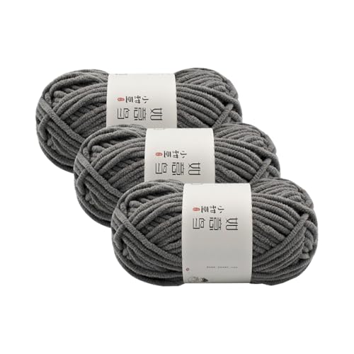 Chunky Chenille Garn,Wolle zum Stricken und Häkeln,Dicke Häkelgarn,Weich Flauschig Häkelwolle,Handstrickgarn für Hüte,Schals,Socken,Taschen,Decken,Zierkissen(55g – 55m) (Grau) von Zayookey