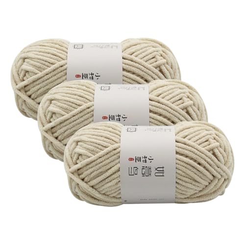 Chunky Chenille Garn,Wolle zum Stricken und Häkeln,Dicke Häkelgarn,Weich Flauschig Häkelwolle,Handstrickgarn für Hüte,Schals,Socken,Taschen,Decken,Zierkissen(55g – 55m) (Khaki) von Zayookey