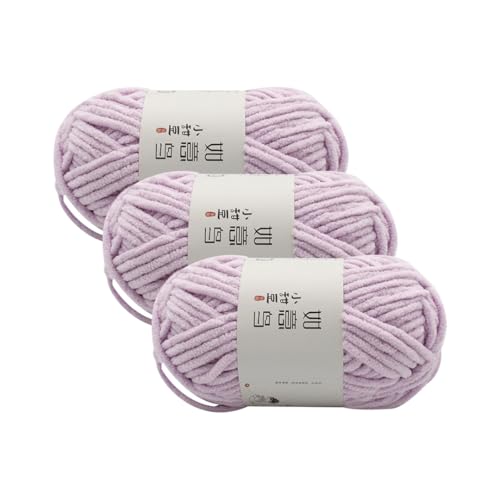 Chunky Chenille Garn,Wolle zum Stricken und Häkeln,Dicke Häkelgarn,Weich Flauschig Häkelwolle,Handstrickgarn für Hüte,Schals,Socken,Taschen,Decken,Zierkissen(55g – 55m) (Lila) von Zayookey