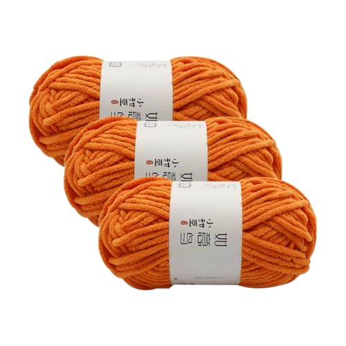 Chunky Chenille Garn,Wolle zum Stricken und Häkeln,Dicke Häkelgarn,Weich Flauschig Häkelwolle,Handstrickgarn für Hüte,Schals,Socken,Taschen,Decken,Zierkissen(55g – 55m) (Orange) von Zayookey